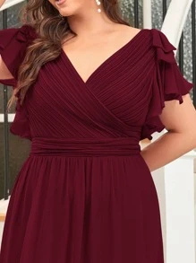 EVERPRETTY 婚礼用优雅雪纺伴娘礼服 - 紫紅色 - 查看 6