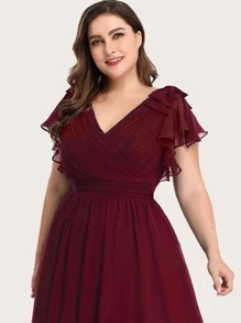 EVERPRETTY 婚礼用优雅雪纺伴娘礼服 - 紫紅色 - 查看 7