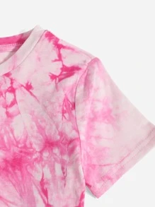 SHEIN Tween Girl Tie Dye Tee & Track Shorts Set - Multicolor - View 4