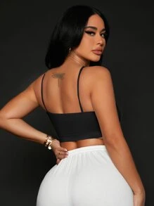 SHEIN SXY 交叉字母貼布短款上衣