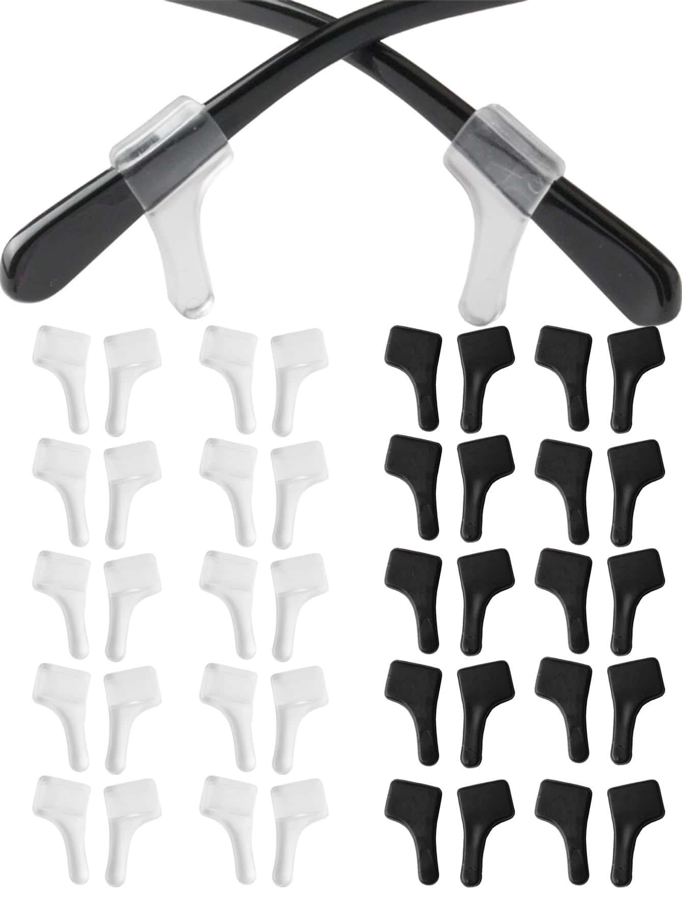 20对硅胶眼镜防滑耳钩，硅胶配件，防止眼镜脱落，眼镜配件，时尚眼镜和老花镜防掉落配件，近视眼镜透明镜片防丢耳钩 - 彩色 - 查看 1