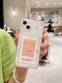 Apple Card Holder TPU Heart Shockproof Phone Case Compatible With Iphone 15 Pro Max/14 Plus/13 Pro Max/12/11/7G/7P/IX/XR/XS Max - Clear - View 4
