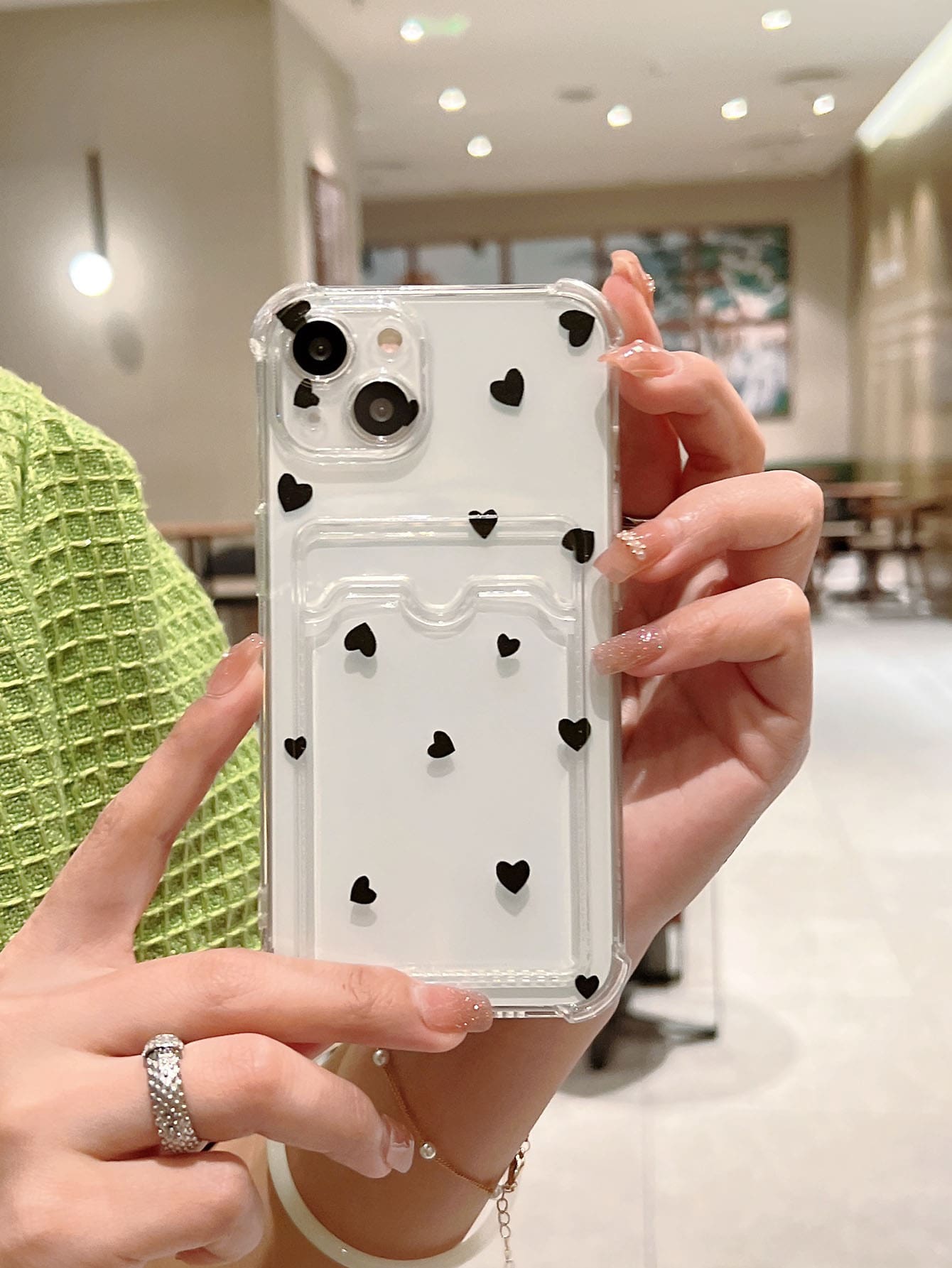 Funda de teléfono a prueba de golpes con forma de corazón de TPU compatible con iPhone 15 Pro Max/14 Plus/13 Pro Max/12/11/7/7 Plus/IX/XR/XS Max - transparente - Ver 1