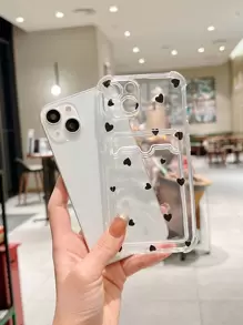 Funda de teléfono a prueba de golpes con forma de corazón de TPU compatible con iPhone 15 Pro Max/14 Plus/13 Pro Max/12/11/7/7 Plus/IX/XR/XS Max - transparente - Ver 2