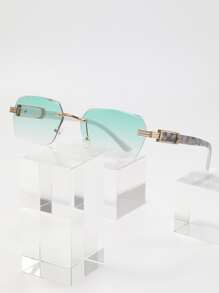 男士渐变色无框时尚眼镜复古太阳镜配饰沙滩眼镜太阳镜，适合夏季海滩度假、户外旅行