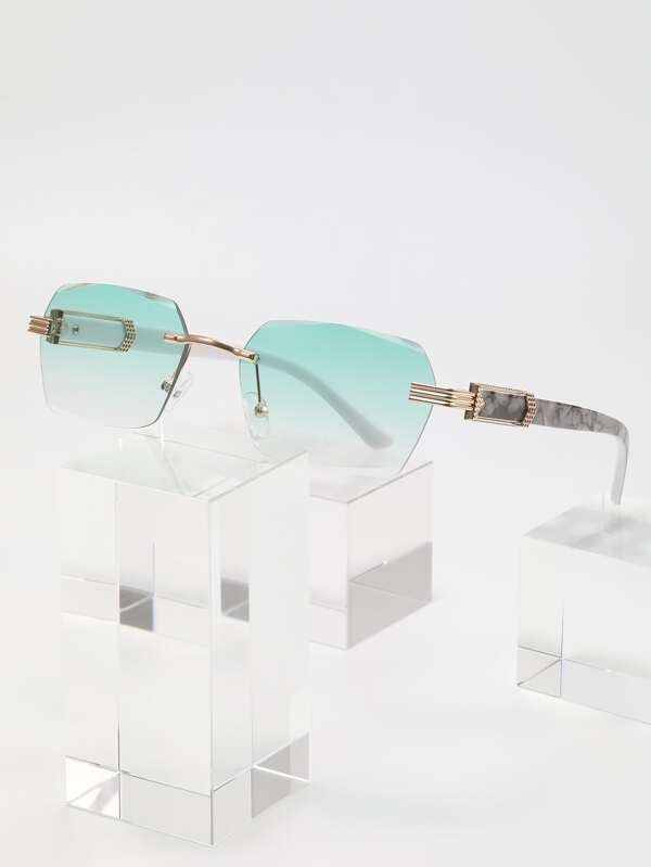 Herren Farbverlauf-Linsen randlose Modebrillen, vintage Sonnenbrillen Accessoires für Strand, Urlaub, Outdoor, Reisen