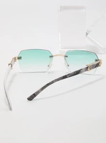 男士渐变色无框时尚眼镜复古太阳镜配饰沙滩眼镜太阳镜，适合夏季海滩度假、户外旅行