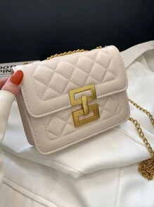 迷你衍縫鏈條翻蓋流浪包 - 白色 - 查看 1