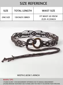 简约串珠手工编织腰绳腰带 万圣节 夏季，学校 秋季，秋季，万圣节 - 咖啡棕 - 查看 6