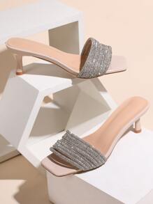 Women's Glitter Rhinestone High Heel Ankle Strap Sandals, New Style 2024