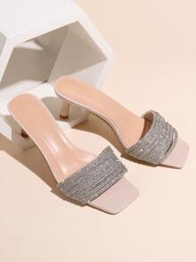 Women's Glitter Rhinestone High Heel Ankle Strap Sandals, New Style 2024