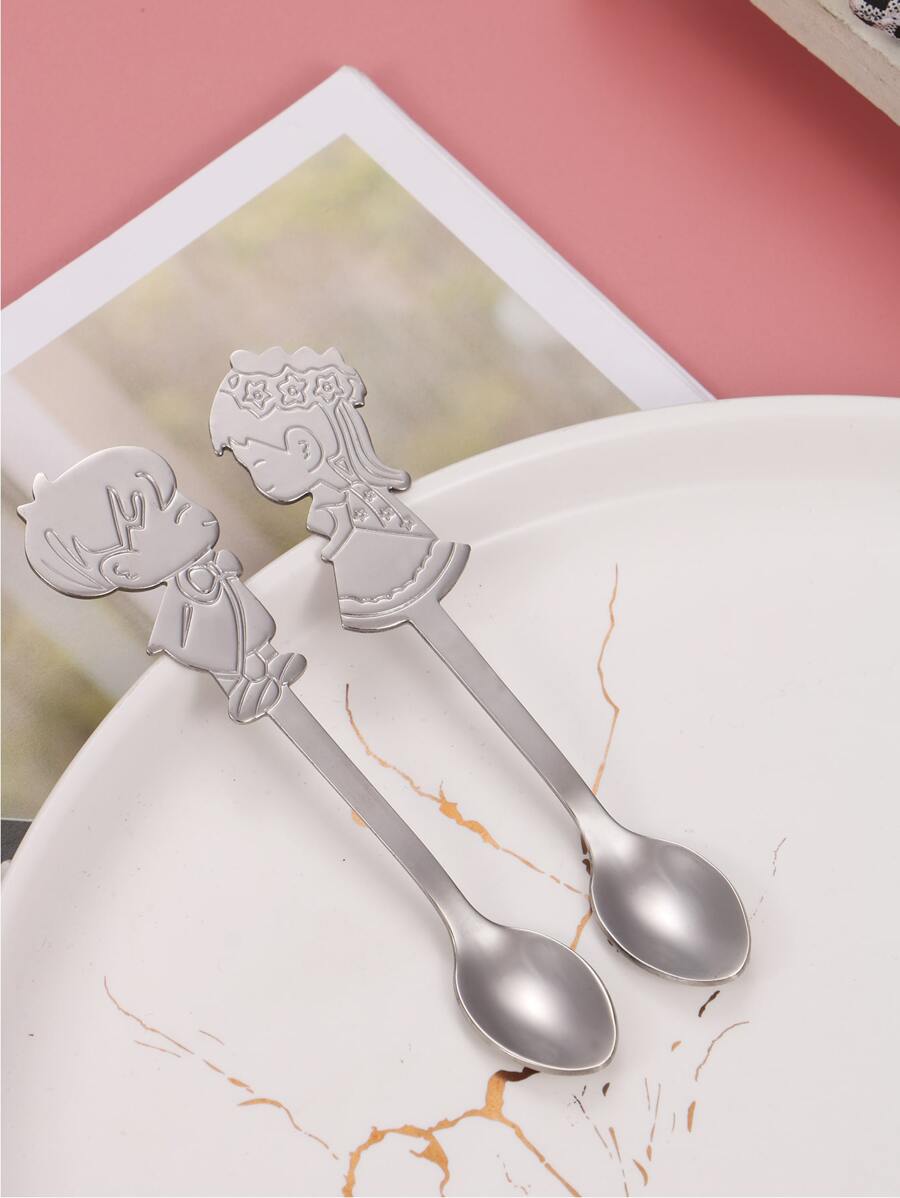 2 cái Thìa Trang trí Hình - Bạc - Xem 1