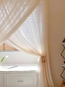 Tenda sottile singolo pannello monocolore - Beige - Visualizzare 2