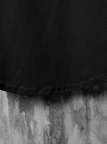 Manfinity Homme T-shirts för män Fit Crew Neck Kortärmad Grafisk T-shirt Blommig Casual Summer Polyester - Svart - Visa 3