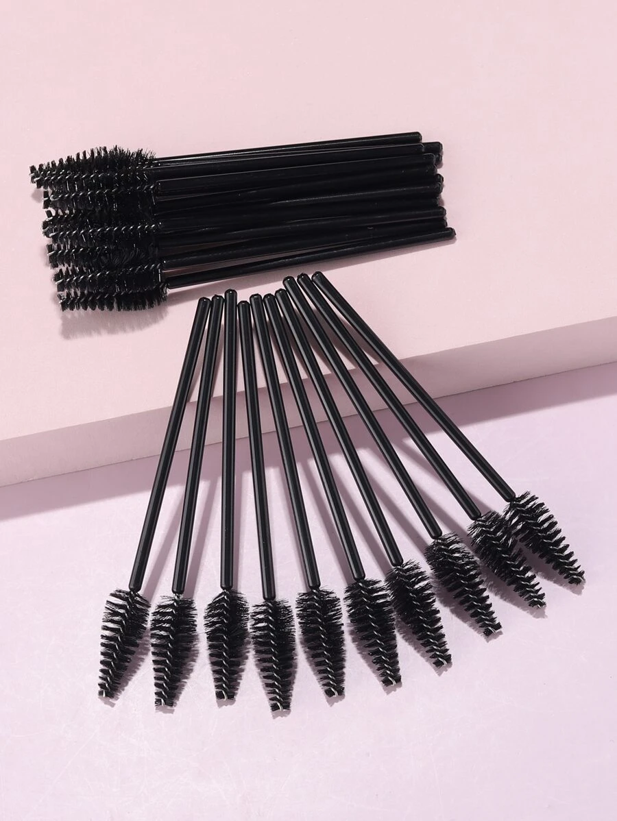 RANCAI 25Pcs Disposable Eyelash Spoolies Brush Mascara Applicator Lash Wand Lashes Brush Eyebrow Spooly For Extension - Black - View 1