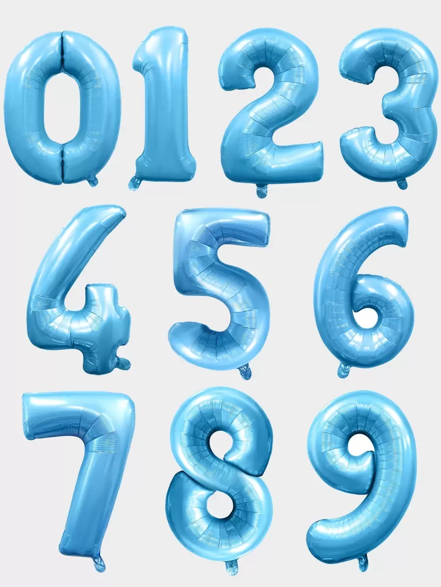 1pc Number Shaped Balloon, 32 Inch Blue Balloon For Birthday Party Decor - Blue - View 1