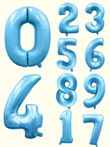 1pc Number Shaped Balloon, 32 Inch Blue Balloon For Birthday Party Decor - Blue - View 2