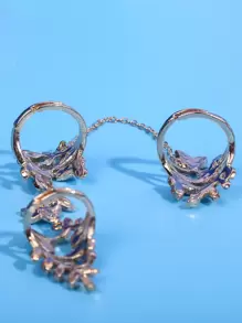 Anillo de dedo con diseño de hoja ajustable, de moda y único - Amarillo Oro - Ver 6