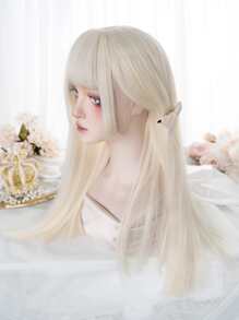 Tóc giả tổng hợp dài thẳng có tóc mái - Vàng - Xem 3