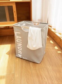 1入組字母圖案洗衣籃 - 淺灰色 - 查看 1