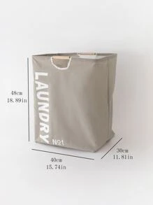 1入組字母圖案洗衣籃 - 淺灰色 - 查看 5