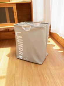 1入組字母圖案洗衣籃 - 淺灰色 - 查看 6