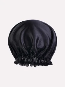 仿真絲花邊圓帽 - 黑色 - 查看 2