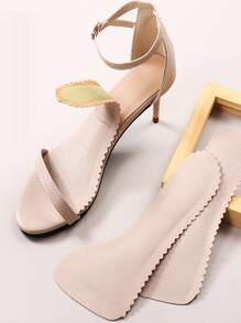 1 par de plantillas con ribete de concha, útiles escolares, accesorios para botas para mujeres, para exteriores, deportes, viajes, hogar, oficina, escuela - Beis - Ver 1