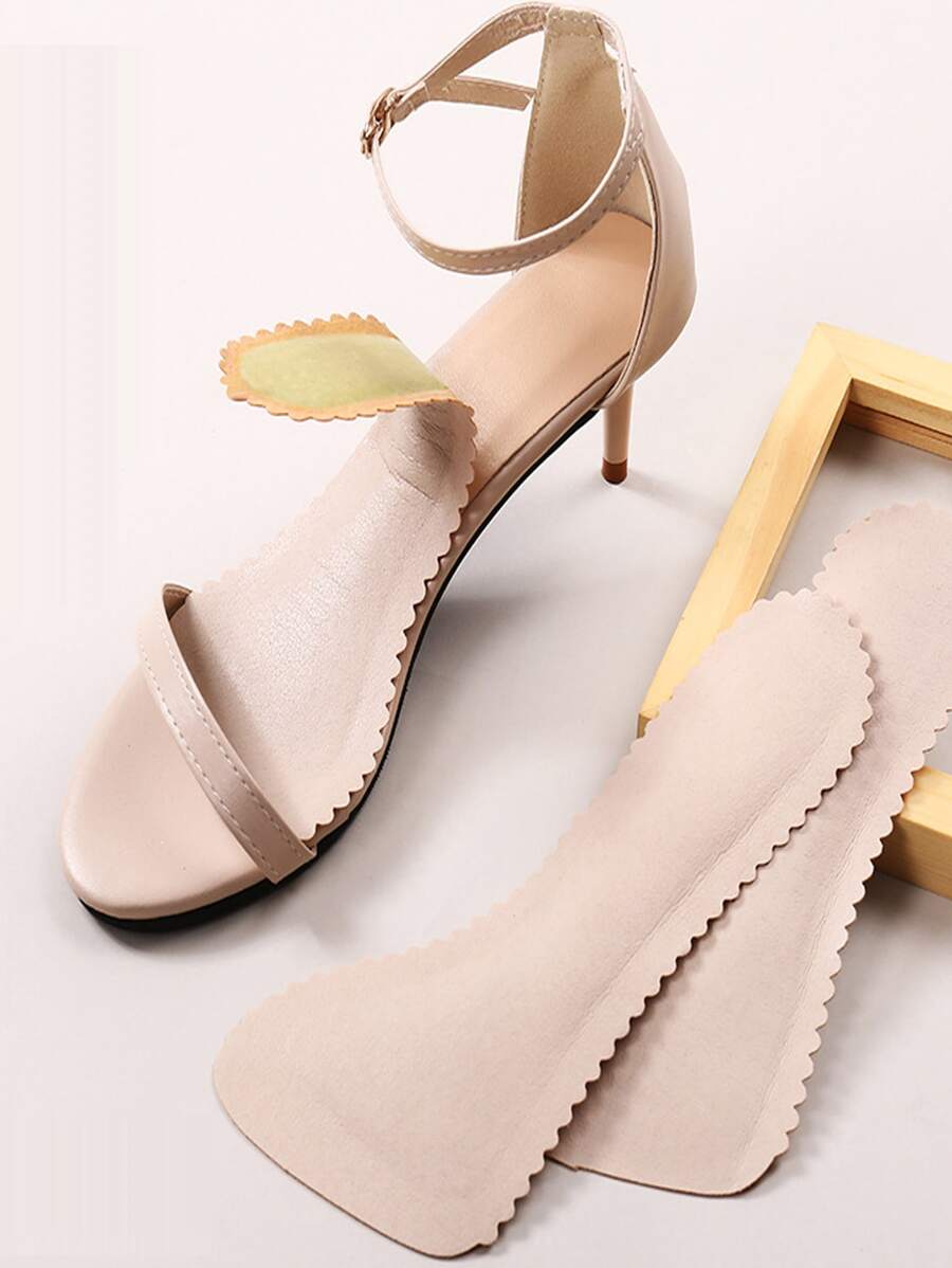 1 par de plantillas con ribete de concha, útiles escolares, accesorios para botas para mujeres, para exteriores, deportes, viajes, hogar, oficina, escuela - Beis - Ver 1