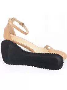 1pair Scallop Trim Shoe Insoles - Black - View 1