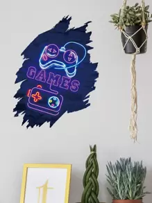 1入組遊戲手柄和字母圖案牆貼 - 彩色 - 查看 1