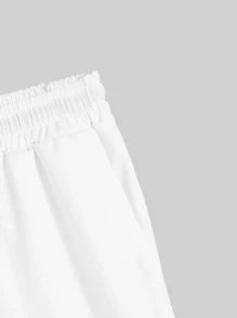 Manfinity Roghcode Loose Fit Men's Butterfly & Letter Print Shorts - White - View 3