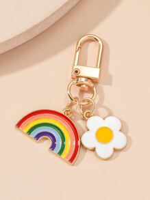 Flower & Rainbow Decor Bag Charm Keychain Car Pendant Phone Ornament Bag Accessories Gifts Valentine'S Day Stylish For Teen Girls Women College Students Teacher White-Collar Workers Rookies & White-Collar Workers Gift Accessories Decor Car Accessories Women Key Chain Charms Cute Keychain School Supplies Teacher Gifts Back To School Teacher Accessories
