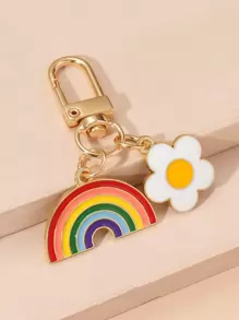 Flower & Rainbow Decor Bag Charm Keychain Car Pendant Phone Ornament Bag Accessories Gifts Valentine'S Day Stylish For Teen Girls Women College Students Teacher White-Collar Workers Rookies & White-Collar Workers Gift Accessories Decor Car Accessories Women Key Chain Charms Cute Keychain School Supplies Teacher Gifts Back To School Teacher Accessories