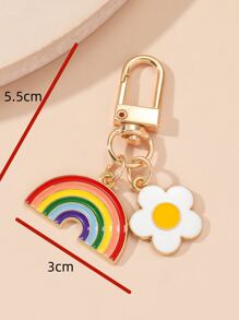 Flower & Rainbow Decor Bag Charm Keychain Car Pendant Phone Ornament Bag Accessories Gifts Valentine'S Day Stylish For Teen Girls Women College Students Teacher White-Collar Workers Rookies & White-Collar Workers Gift Accessories Decor Car Accessories Women Key Chain Charms Cute Keychain School Supplies Teacher Gifts Back To School Teacher Accessories