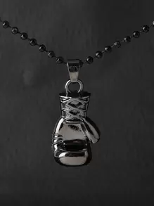 時尚流行男士拳擊手套吊墜項鍊合金，適合珠寶禮物和時尚外觀 - 黑色 - 查看 1