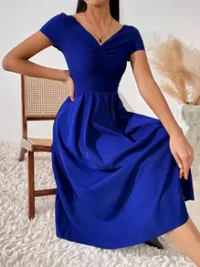 Calvaya 褶饰细节A字长裙女装