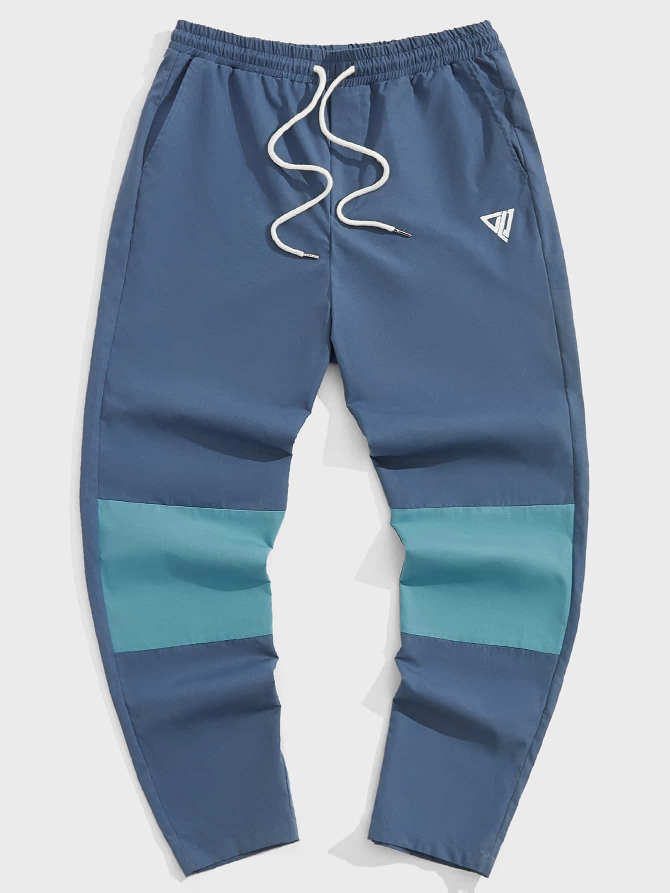 GENTILAND Quần Nam Dây kéo Túi Khối Màu Hình học Giải trí - Màu xanh bụi bặm - Xem 1