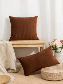 1 件/2 件纯色小麦图案枕套，现代简约双面天鹅绒抱枕套，叶形压花工艺，适合客厅、卧室、沙发、办公室午睡、户外花园派对的家居装饰，适合 30*50 厘米、45*45 厘米，不含靠垫 - 棕色 - 查看 12