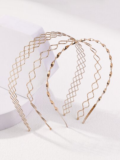 3 Stücke Cut Out Twist Design Stirnbänder, Goldenes Haarstück, Haarband, Haarreifen Haarschmuck, Kopfschmuck