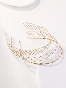 Street 3pcs Hollow Out Twist Design Headband,Gold Head Piece,Hairband,Hair Hoop Headbands Hair Accessories Head Accessories - Gold - View 2