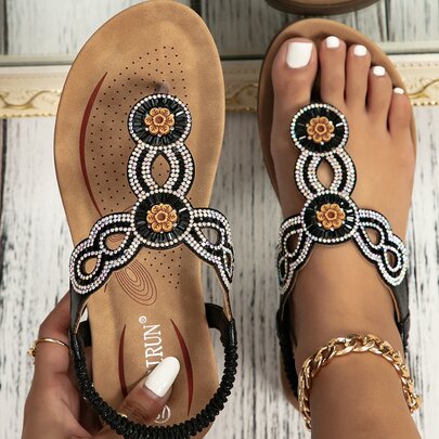 Rhinestone Decor Toe Post Thong Sandals