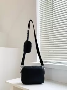 Bolso bandolera multifuncional para estudiantes, bolso casual, bolso de hombro de cuero PU de unicolor retro, bolso de mensajero, bolso de hombro para ir al trabajo, bolsa de gimnasio con monedero pequeño, bolsa de viaje esencial de estilo retro, bolsa esencial para el Día de San Valentín y vacaciones, bolsa bandolera para camping, pegatina, vuelta al colegio en invierno, regalo del Día de San Valentín, bolsa de vacaciones de estilo retro, bolsa negra, bolsa de regalo, bolsa bandolera, bolsa de primavera de estilo retro, útiles escolares, bolso lateral para hombres, mini bolso - Negro - Ver 2