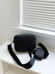 Bolso bandolera multifuncional para estudiantes, bolso casual, bolso de hombro de cuero PU de unicolor retro, bolso de mensajero, bolso de hombro para ir al trabajo, bolsa de gimnasio con monedero pequeño, bolsa de viaje esencial de estilo retro, bolsa esencial para el Día de San Valentín y vacaciones, bolsa bandolera para camping, pegatina, vuelta al colegio en invierno, regalo del Día de San Valentín, bolsa de vacaciones de estilo retro, bolsa negra, bolsa de regalo, bolsa bandolera, bolsa de primavera de estilo retro, útiles escolares, bolso lateral para hombres, mini bolso - Negro - Ver 5