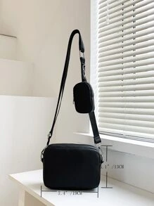 Bolso bandolera multifuncional para estudiantes, bolso casual, bolso de hombro de cuero PU de unicolor retro, bolso de mensajero, bolso de hombro para ir al trabajo, bolsa de gimnasio con monedero pequeño, bolsa de viaje esencial de estilo retro, bolsa esencial para el Día de San Valentín y vacaciones, bolsa bandolera para camping, pegatina, vuelta al colegio en invierno, regalo del Día de San Valentín, bolsa de vacaciones de estilo retro, bolsa negra, bolsa de regalo, bolsa bandolera, bolsa de primavera de estilo retro, útiles escolares, bolso lateral para hombres, mini bolso - Negro - Ver 6