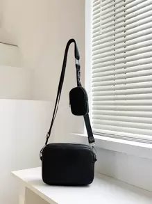 Bolso bandolera multifuncional para estudiantes, bolso casual, bolso de hombro de cuero PU de unicolor retro, bolso de mensajero, bolso de hombro para ir al trabajo, bolsa de gimnasio con monedero pequeño, bolsa de viaje esencial de estilo retro, bolsa esencial para el Día de San Valentín y vacaciones, bolsa bandolera para camping, pegatina, vuelta al colegio en invierno, regalo del Día de San Valentín, bolsa de vacaciones de estilo retro, bolsa negra, bolsa de regalo, bolsa bandolera, bolsa de primavera de estilo retro, útiles escolares, bolso lateral para hombres, mini bolso - Negro - Ver 7