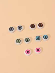 5 cặp hoa tai hình tròn chi tiết mắt - Nhiều màu - Xem 2