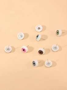 5 cặp hoa tai hình tròn chi tiết mắt - Nhiều màu - Xem 3
