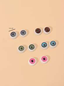 5 cặp hoa tai hình tròn chi tiết mắt - Nhiều màu - Xem 4