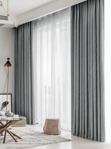 Plain Single Panel Curtain - Grey - View 1
